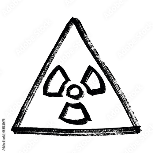 Hand drawn radiation sign Nuclear radiation hazard symbol Radioactive danger warning sign clipart in doodle style Nuclear safety Radioactive waste Single element for print, web, design, decor