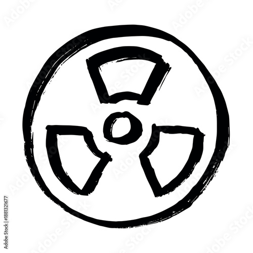 Hand drawn radiation sign Nuclear radiation hazard symbol Radioactive danger warning sign clipart in doodle style Nuclear safety Radioactive waste Single element for print, web, design, decor