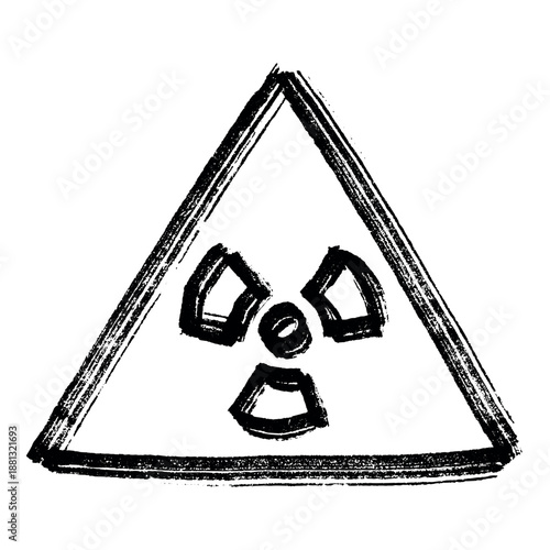 Hand drawn radiation sign Nuclear radiation hazard symbol Radioactive danger warning sign clipart in doodle style Nuclear safety Radioactive waste Single element for print, web, design, decor