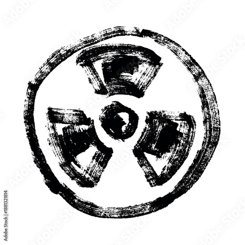 Hand drawn radiation sign Nuclear radiation hazard symbol Radioactive danger warning sign clipart in doodle style Nuclear safety Radioactive waste Single element for print, web, design, decor
