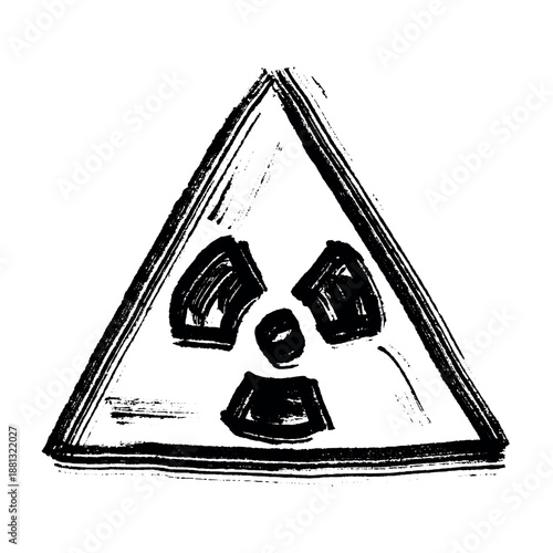 Hand drawn radiation sign Nuclear radiation hazard symbol Radioactive danger warning sign clipart in doodle style Nuclear safety Radioactive waste Single element for print, web, design, decor