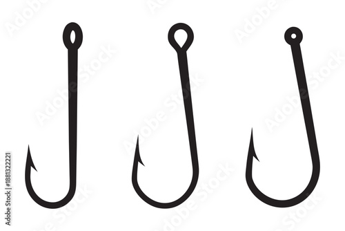 fish hook icon vector, fishing hook silhouette vector