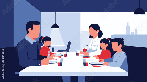 Family having breakfast together at home