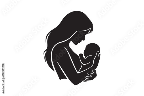 Mother Holding Her Newborn Baby Silhouettes for Maternity and Parenthood silhouette vector art