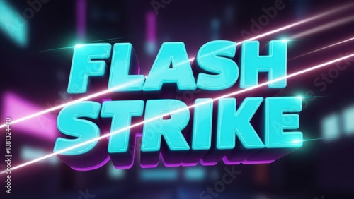 Flash Strike Neon Text Effect with Dynamic Light Rays and Vibrant Colors.