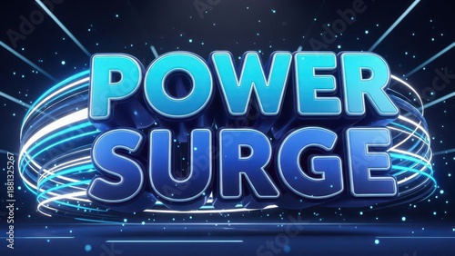 Power Surge Dynamic Energy Text Effect with Blue Light Trails.