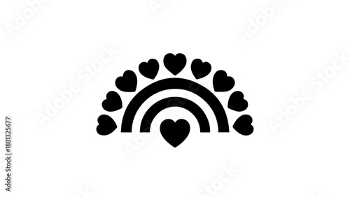 Rainbow of hearts isolated on white background, Vector