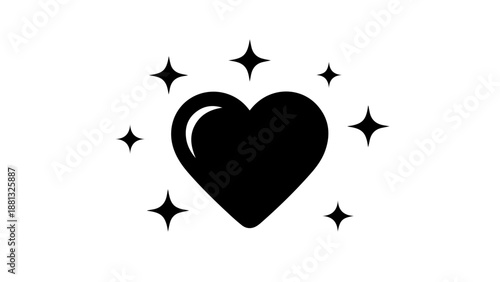 Heart with sparkling stars isolated on white background, Vector