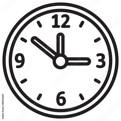 Simple Line Art Analog Clock Icon