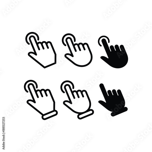 Set of Hand Cursor icons click