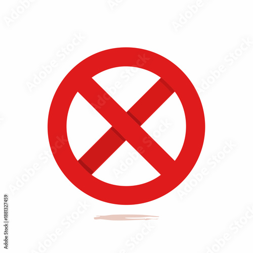 Vibrant red circular prohibition sign featuring bold cross indicating restrictions and warnings for versatile usage and universal comprehension
