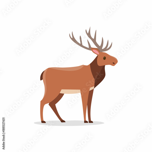 Stag with antlers isolated vector illustration of a deer mammal, wildlife animal graphic with geometric shapes style for print
