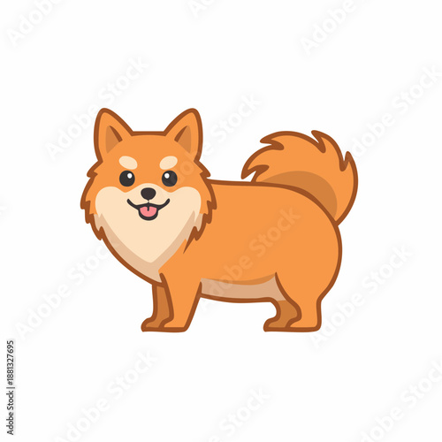 Cartoon Shiba Inu Dog Illustration Standing Cute and Happy Design