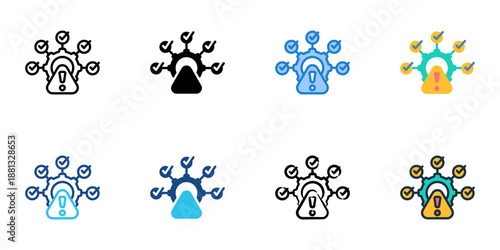 Supplier Risk Assessment icons set multiple style collection. Editable stroke 
