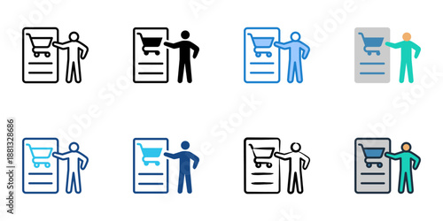 Procurement Training icons set multiple style collection. Editable stroke 
