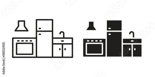 Kitchen cabinet icons for web developers and designers,
