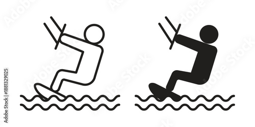 Kitesurf sign icons for web developers and designers,