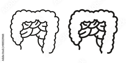 Large intestine icons for web developers and designers,