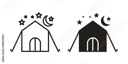 Night camping icons for web developers and designers,