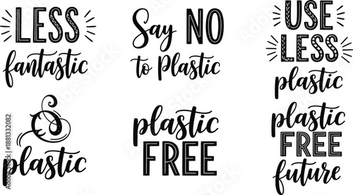 Water day icon set eco friendly plastic reduction awareness symbols