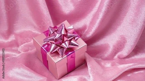 Wallpaper Mural Pink gift box with satin ribbon and on pink satin background for celebrations and special occasions Torontodigital.ca