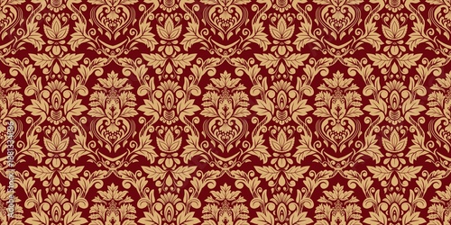 Damask Nature Pattern Background Illustration For Cover, Banner, Notes. Aesthetic Background. Damask Pattern Background. Seamless background.