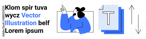 Business communication, content creation, document organization, creative design, education tools, digital interfaces. Man pointing at text. Business communication and content creation concepts