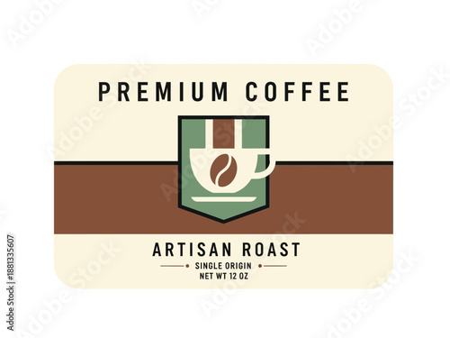 Premium Artisan Roast Coffee Label Design - Single Origin 12 oz