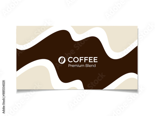 Coffee Premium Blend Business Card Design with Abstract Swirls and Minimalist Branding