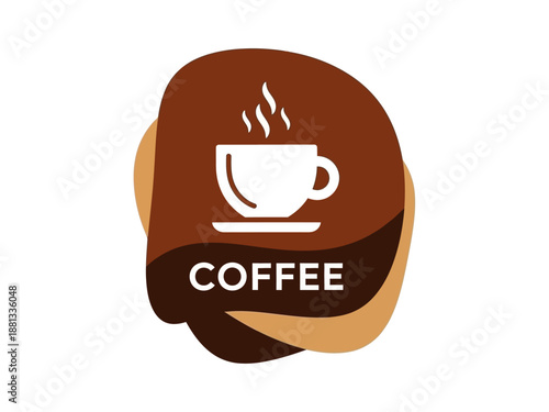 Warm cup of coffee with steam rising, creating a cozy atmosphere with the word coffee