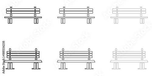 wooden park bench line icon vector, wooden bench symbol vector outline icon illustration
