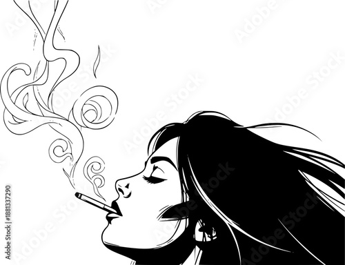 Abstract Smoke Woman Body Vector Artistic Illustration