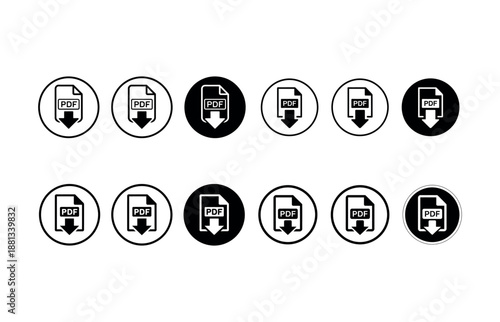 PDF document download icons in circular frames file