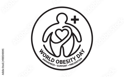 World Obesity Day awareness logo with heart and cross symbol