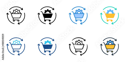 Procurement Lifecycle icons set multiple style collection. Editable stroke 
