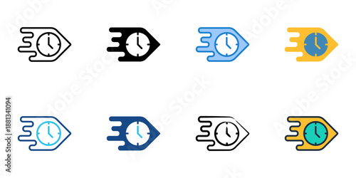 Supplier Lead Time icons set multiple style collection. Editable stroke 
