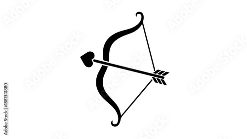 Illustration of a bow and arrow isolated on white background, Vector