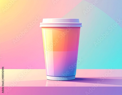 Minimal Cartoon Drink Cup with Soft Gradient Background