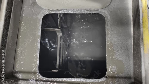 Oil base mud in a mud pit room at an offshore drilling rig
