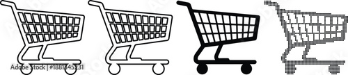 Shopping Cart Icons Set on White Background