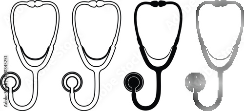 Stethoscope Illustrations in Various Styles Isolated on White Background