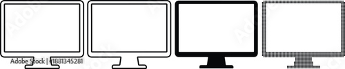Set of 4 Computer Monitor Icons Vector