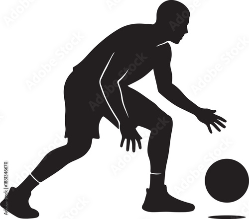 Basketball Player Silhouette – Professional Athlete Jump Shot Black Vector Icon Isolated on White Background