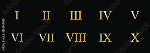 Set of roman numbers isolated on white background. roman numerals icon set. numbers from one to thirteen. ancient number font
