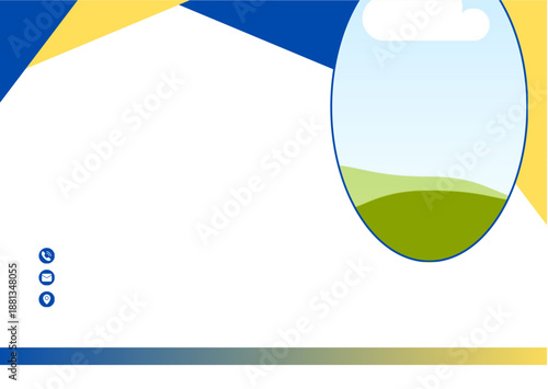 Professional corporate ID card design with blue and yellow accents and oval photo frame. Ideal for employees, staff, and office identification.