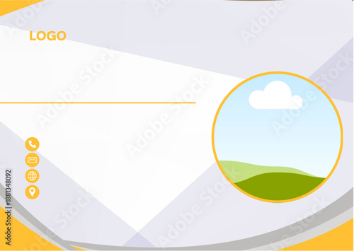 Modern corporate ID card template with yellow and gray abstract shapes. Suitable for employee identification, office staff, and business branding.