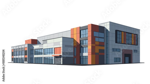 Modern architectural design of a contemporary multi-story building with diverse colored facades, showcasing innovative urban development and functional aesthetics