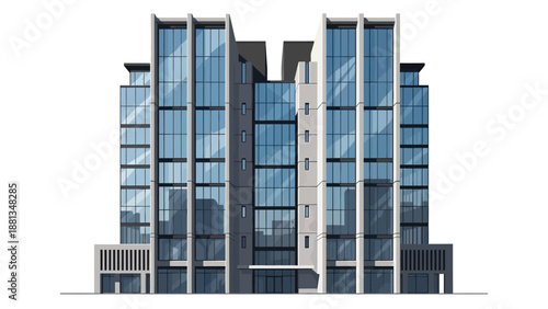 Sleek and contemporary multi-story building exterior showcasing modern architectural design for urban development projects and corporate environments