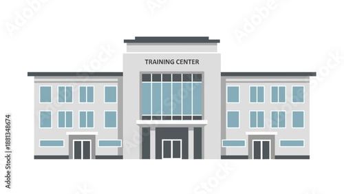 Vector flat illustration of a modern training center building. Ideal for educational institutions, corporate learning, skill development, and professional growth concepts