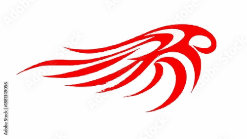Eagle tattoo vector illustration of a bird in a tribal flame design featuring a red heart shape and hot fire art ribbon